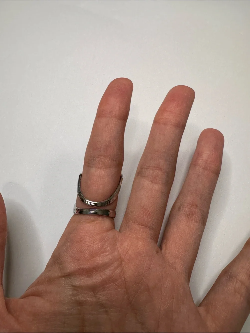 New Silver-Tone Adjustable Statement Ring | Modern Sculptural Wave Ring